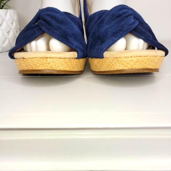 Land's End Navy Blue Suede Slingback Espadrilles Wedge 9 New - Picture 4 of 8